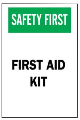 First Aid Signs, Safety First, First Aid Kit, White/Red/Black