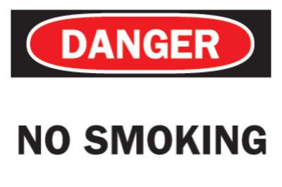 Health & Safety Signs, Danger - No Smoking, 7X10 Fiberglass