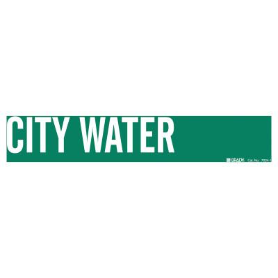 BRADY Self-Sticking Vinyl Pipe Markers, City Water, White on Green, 14 in x 14 in