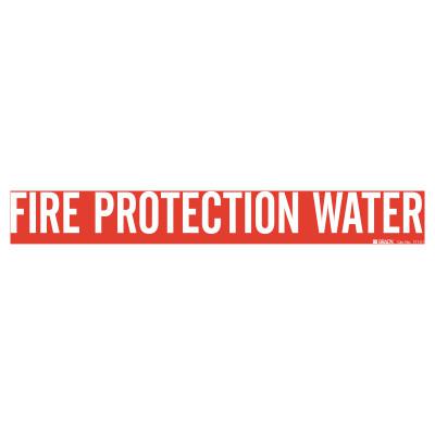 Self-Sticking Vinyl Pipe Markers, FIRE PROTECTION WATER, White on Red, 14 x 14