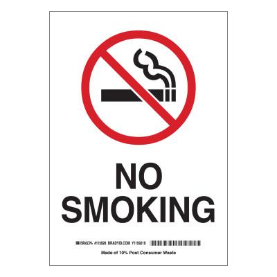 No Smoking Signs, 7w x 10h, Black/Red on White, Polystyrene
