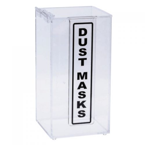 Dust Mask Dispenser, 12.5" H x 6.0" W x 6.0" D, Black/White on Clear
