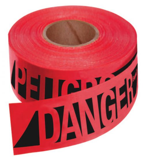 EMPIRE LEVEL Safety Barricade Tape, 3 in x 200 ft, Red, Danger