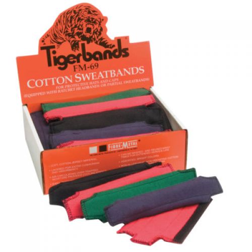 SuperEight Cotton Jersey Sweatband, Black, For Hard Hats; Full Brim Hats