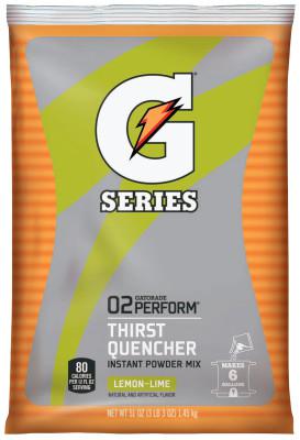 G Series 02 Perform Thirst Quencher Instant Powder, 51 oz, Pouch, 6 gal Yield, Lemon-Lime