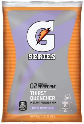G Series 02 Perform Thirst Quencher Instant Powder, 51 oz, Pouch, 6 gal Yield, Frost Riptide Rush