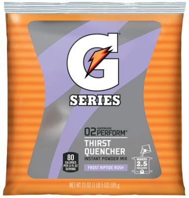 G Series 02 Perform Thirst Quencher Instant Powder, 21 oz, Pouch, 2.5 gal Yield, Frost Riptide Rush