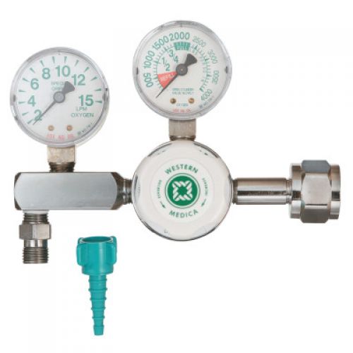 M1 Series Flow Gauge Regulators, Oxygen, 2-15 LPM, CGA540 Nut/Nipple, 3,000 psi