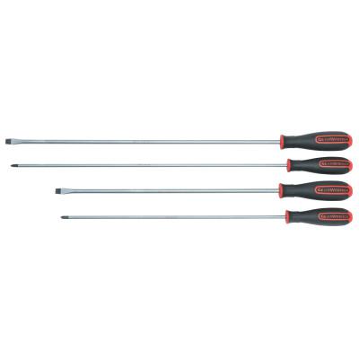 GEARWRENCH Four Piece 16" & 20" Combination Dual Material Screwdriver Set, Black/Red
