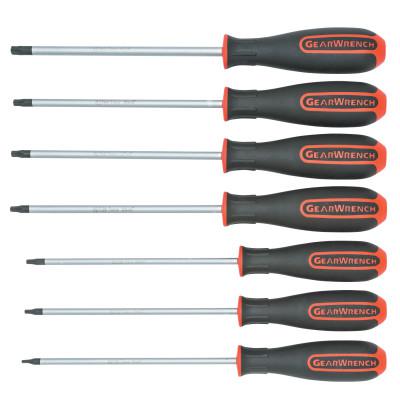 GEARWRENCH 7 Piece Tamper-Proof Torx Dual Material Screwdriver Set, 6 in, Black/Red
