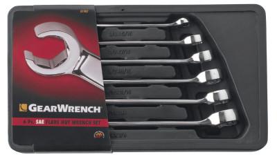 6 Piece Flare Nut Wrench Set w/ Molded Case, SAE, Polished Chrome