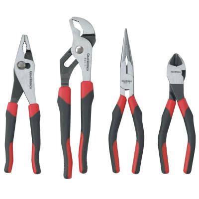 4 Pc Mixed Pliers Set, 9 1/2" Tng & Groove, 7" Dgnl; 8" Long Nose; 8" Slip Joint