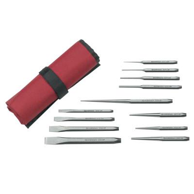 12 Piece Punch & Chisel Sets, Hex, 1/4 in - 5/8 in, Carrying Pouch