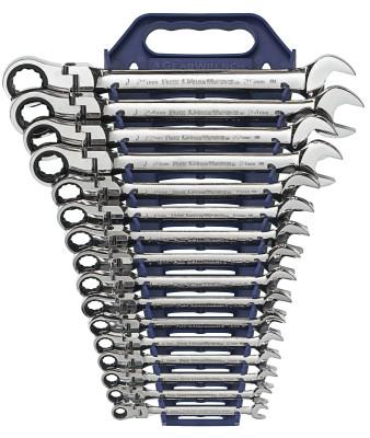 16 Pc. Flexible Combination Ratcheting Wrench Sets, Metric