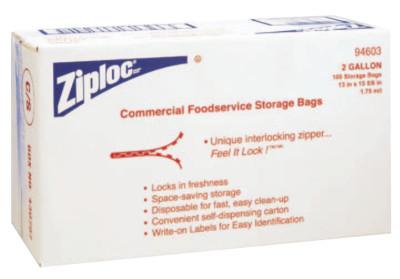 Ziploc Commercial Resealable Bags, 2-Gallon, Plastic