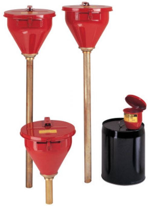Large Funnel w/Self-Closing Cover; Safety Drum Funnel w/Brass Flame Arrestor