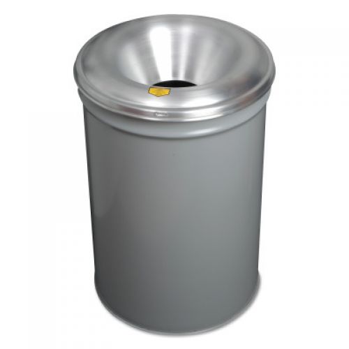 Cease-Fire Contoured Waste Receptacle, 55 gal, Aluminum Head, Gray