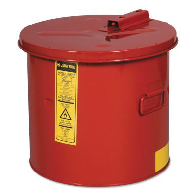 Dip Tank for Cleaning Parts, Manual Cover with Fusible Link, 11.25 in H x 11.375 in dia Outer, 3.5 gal, Steel, Red