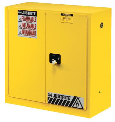 JUSTRITE Yellow Safety Cabinets for Flammables, Manual-Closing Cabinet, 44 in, 30 Gallon