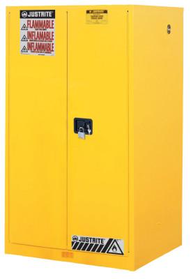 60 Gallon, 2 Shelves, 2 Doors, Manual Close, Flammable Cabinet, Sure-Grip® EX, Yellow - 896000