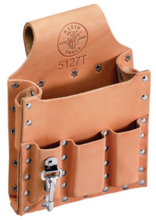 Tool Pouches, 6 Compartments, Black, Leather, Belt Loop