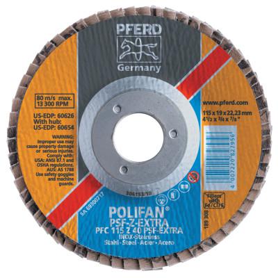 POLIFAN PSF-EXTRA Flap Discs, 7 in, 36 Grit, 5/8 in-11 Arbor, 8,600 rpm