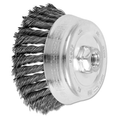 PFERD Standard Twist Single Row Cup Brush, 5 in Dia., 5/8-11 Arbor, .023 Carbon Steel