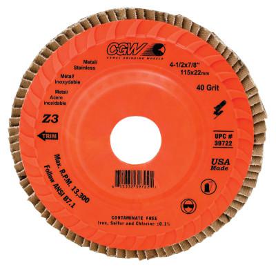 Plastic Backing Flap Discs - Zirconia - Size 4-1/2 x 7/8 - Grit 60