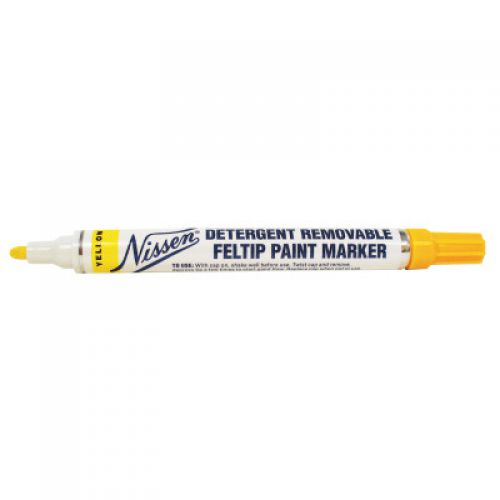 Nissen Detergent Removable Feltip Paint Markers, Yellow, 1/8 in, Felt