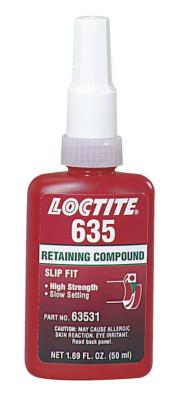 635 Retaining Compound, High Strength/Slow Cure, 50 mL Bottle, Green, 4,000 psi