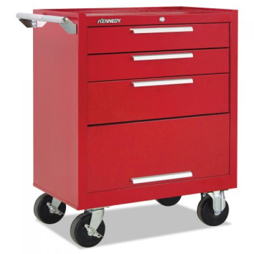Industrial Roller Cabinets with Swing-down Panel, 3 Drawer, 27 in High, Red