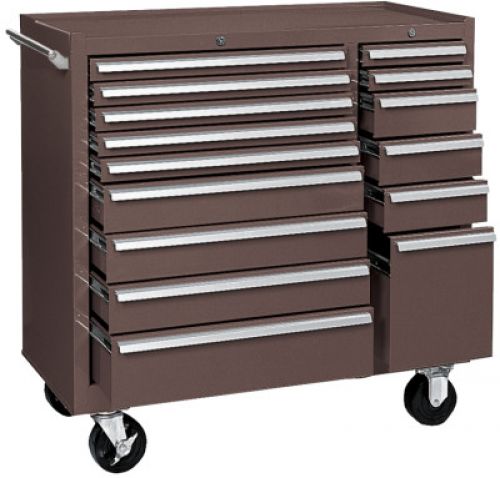 Mintenance Cart, 39-3/8 in W x 18 in D x 39 in H, 15 Drawers, Brown