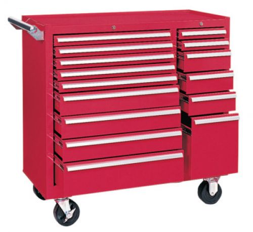 Mintenance Cart, 39-3/8 in W x 18 in D x 39 in H, 15 Drawers, Red