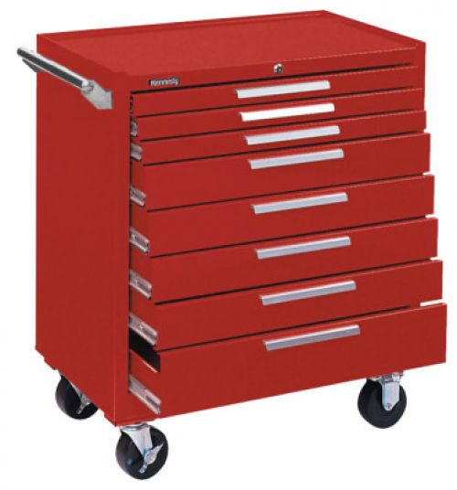 Industrial Series Roller Cabinet, 34 in x 20 in x 40 in, 8 Drawers, Smooth Red