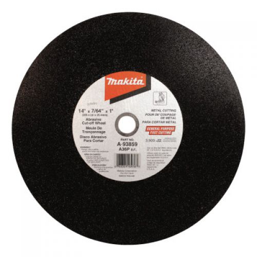 MAKITA Ferrous Metal Abrasive Cut-Off Wheels, 14 in, 1 in Arbor, 36 Grit, 25/Pk