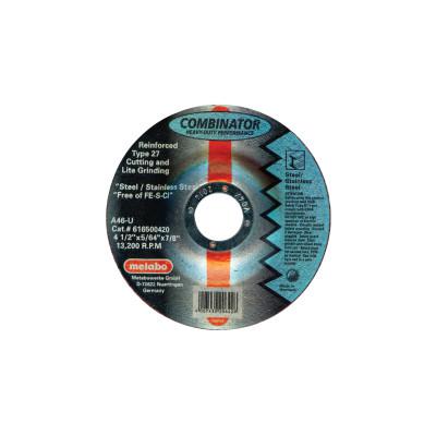Wheel, 4 1/2 in Dia, 0.45 in Thick, A 46 U Grit Stainless Steel