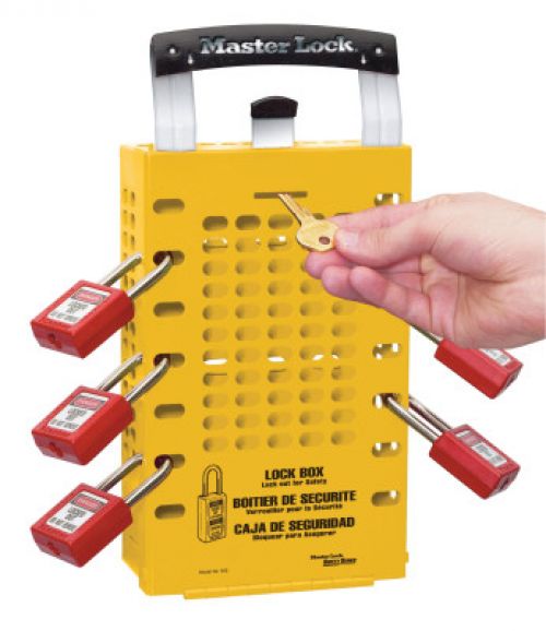 Latch Tight Lock Box, 3 1/2 in L x 12 3/4 in H x 6 3/8 in W, Steel, Yellow