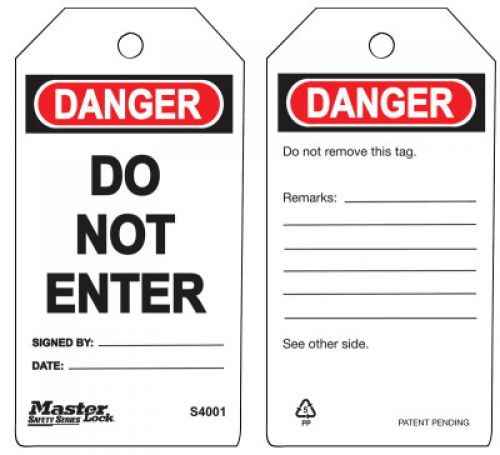 MASTER LOCK Guardian Extreme Safety Tags, 5 3/4 x 3 in, Danger - Do Not Enter