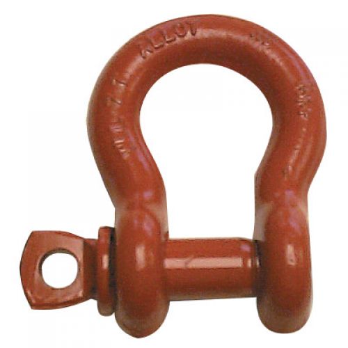 Screw Pin Anchor Shackles, 3/8 in Bail Size, 1.5 Tons, Orange Paint