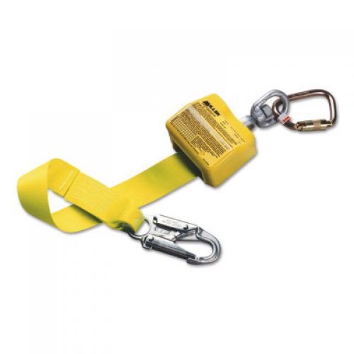 Retractable Webbing Lanyard, 10', Locking Snap, Snap Hook & Carabiner Connection