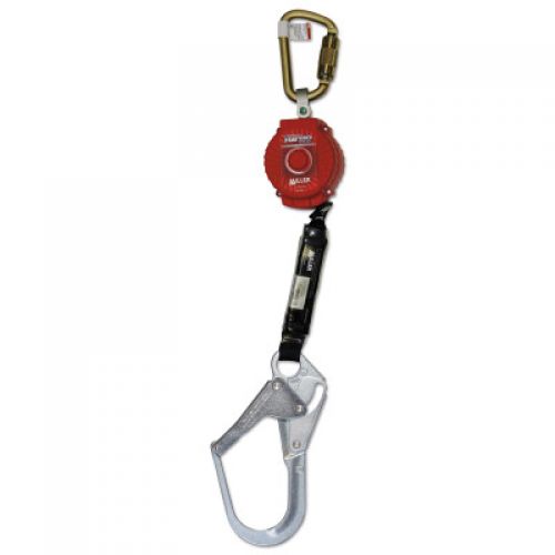 TurboLite Single Personal Fall Limiter, 6 ft, Steel Locking Rebar Hook/Twist-Lock Carabiner, 400 lb Load Cap, 3,600 lb Gate