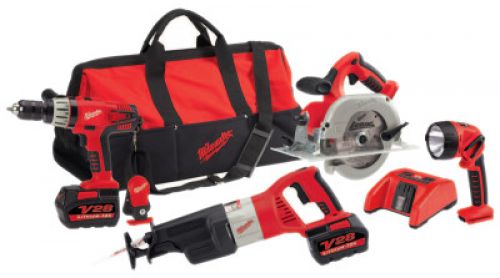 MILWAUKEE ELECTRIC TOOLS V28 Cordless Combo Kits, Sawzall Recip Saw; Hammer Drill;Circular Saw;Work Light