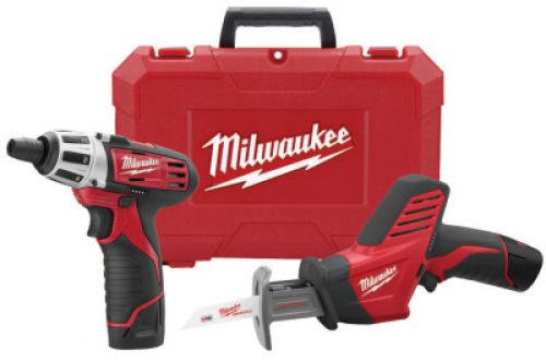 MILWAUKEE ELECTRIC TOOLS M12 Cordless Combo Kits, 2420-22 Hackzall Recip Saw;2401-22 SubCompact DrvrDrill