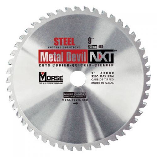 Metal Devil NXT Circular Saw Blades, 9 in, 1 in Arbor, 3,200 rpm, 48 Teeth
