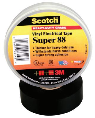 Scotch Super Vinyl Electrical Tapes 88, 66 ft x 3/4 in, Black