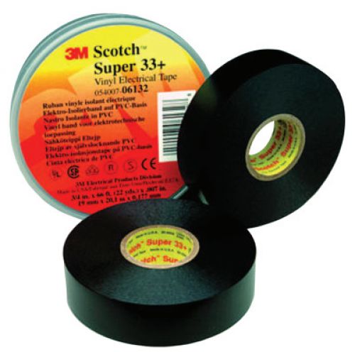 Scotch Super Vinyl Electrical Tapes 33+, 44 ft x 3/4 in, Black