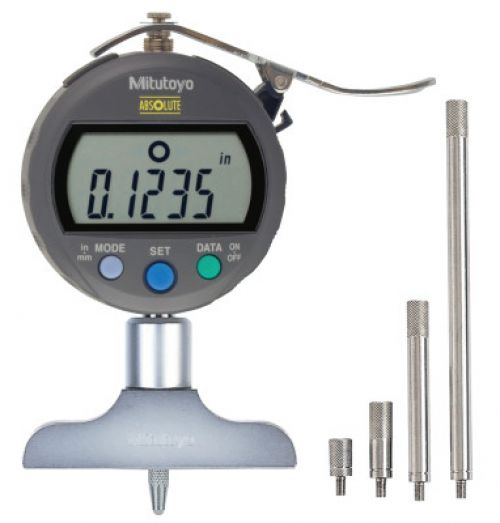 Series 547 IDC Digimatic Depth Gages, 8 in Range, 2.5 in Base