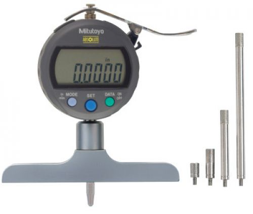 Series 547 IDC Digimatic Depth Gages, 8 in; 200 mm Range, 4 in Base