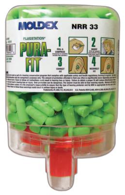 PlugStation Earplug Dispenser, Disposable Plastic Bottle, Foam Earplugs, Bright Green, Pura-Fit