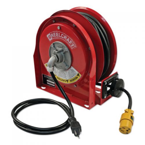 12/3 x 30ft Compact Power Cord Reel, 15A Single GFCI